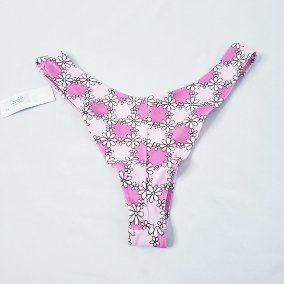 *Last Chance* NWT Frankie's Bikinis Pink Daisy Terry Swimsuit Top + Bottom XL - Picture 11 of 16